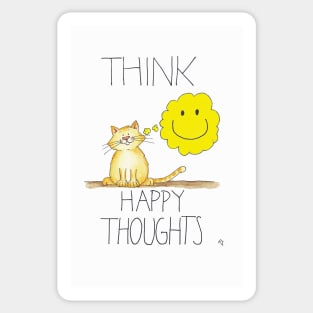 Think Happy Thoughts Cat Sticker